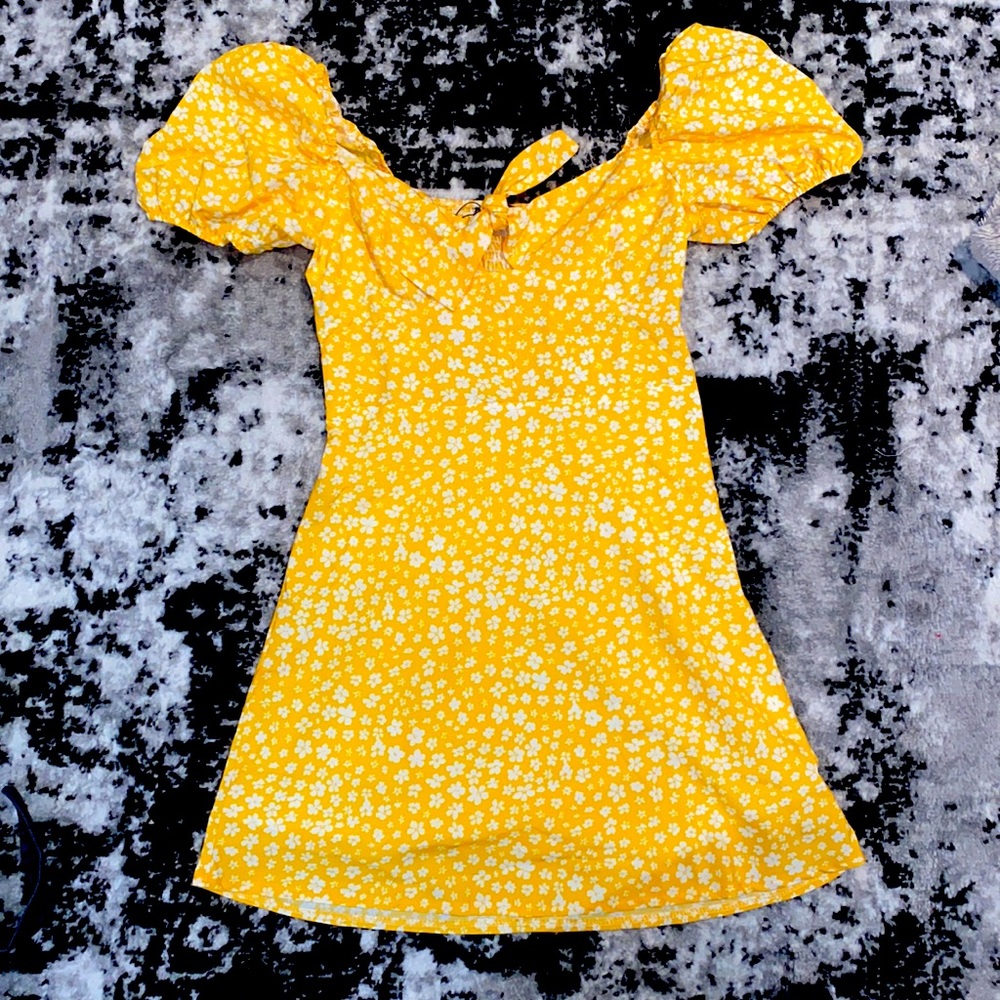 Yellow Floral Mini Dress